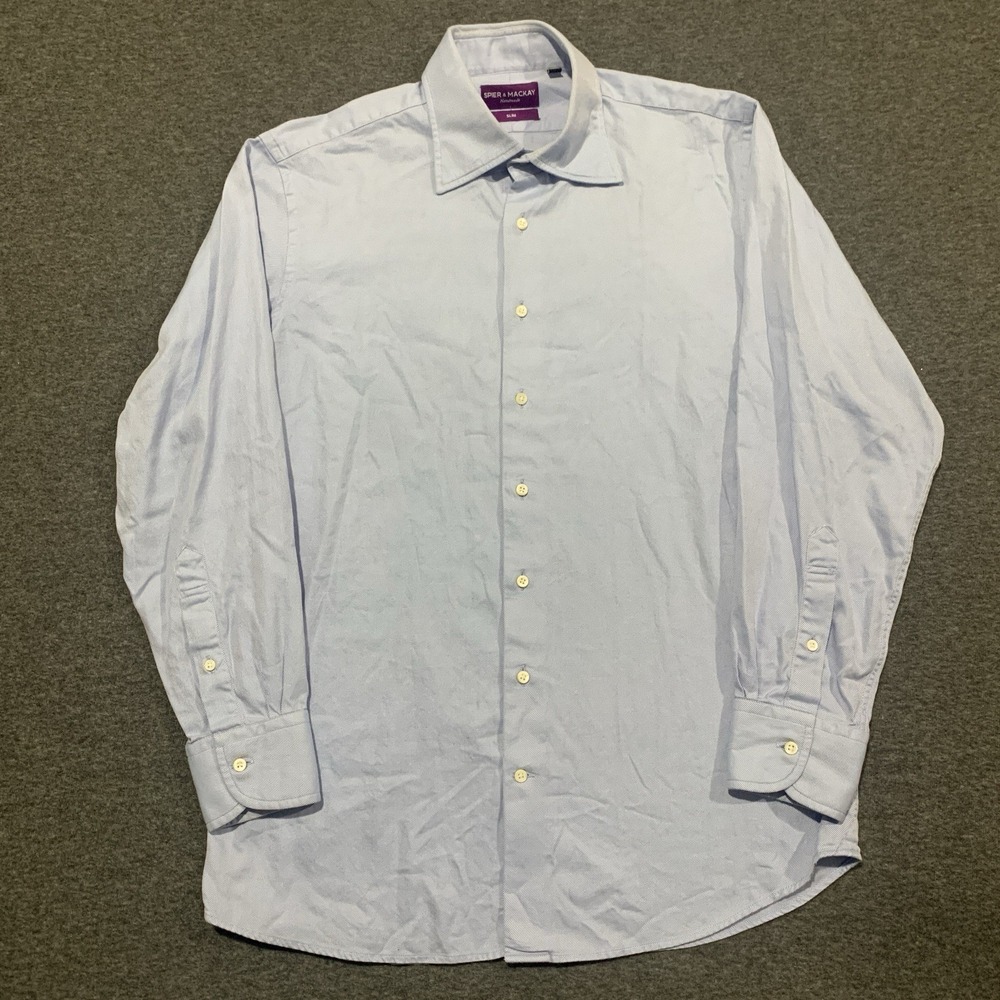 Spier & Mackay Handmade Slim Fit Men's Blue Shirt 100% COTTON - Size 16/33